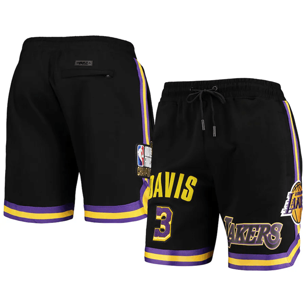Men's Los Angeles Lakers #3 Anthony Davis Black Shorts Men's Los Angeles Lakers #3 Anthony Davis Black Shorts